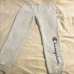 Champion Gray Sweatpants Elastic Waistband Fleece Interior